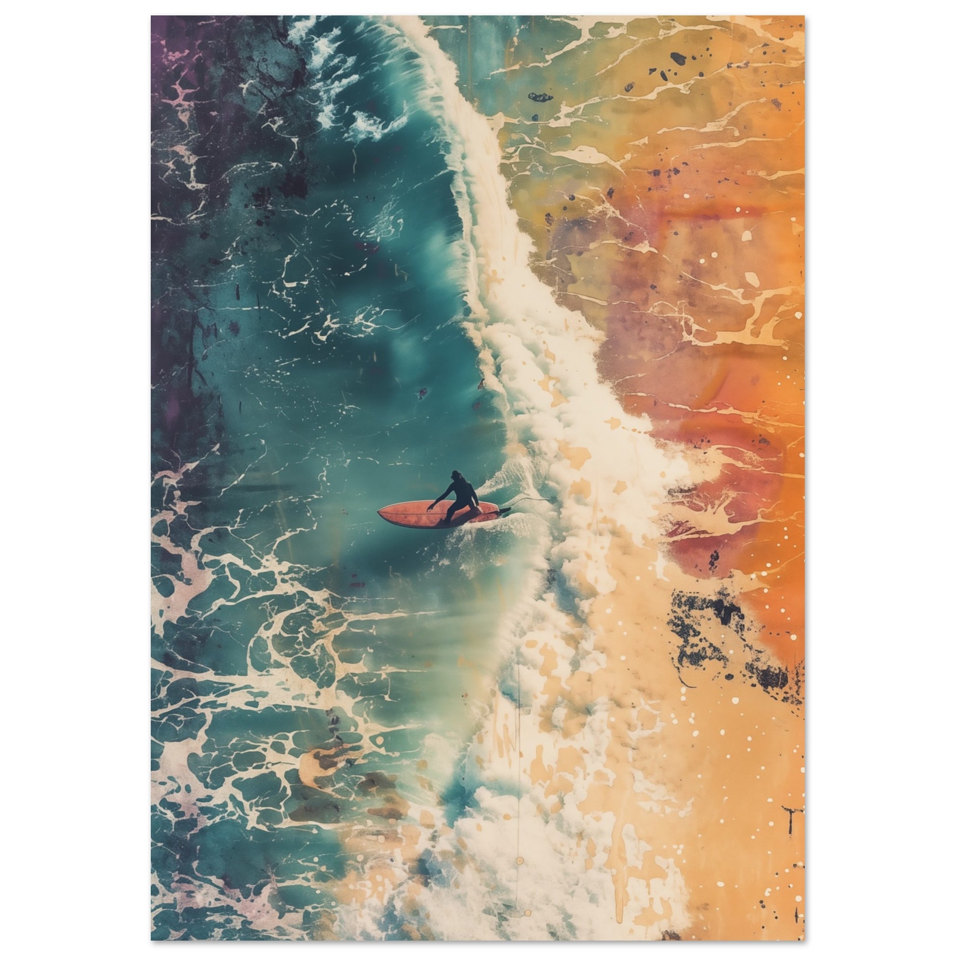 Surfer's Eclipse Poster A4 21x29.7 cm - Pixara