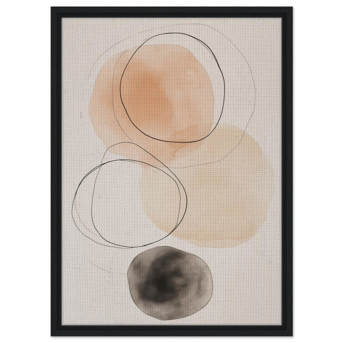 Balance der Kreise | Gerahmte Leinwand Schwarzer Rahmen 50x70 cm - Pixara