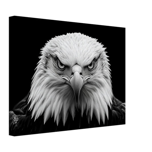 Leinwand „Schwarz-Weiß Porträt eines majestätischen Adlers“ mit Weißkopfseeadler-Porträt in kontrastreichem Schwarzweiß, 30x40 cm
