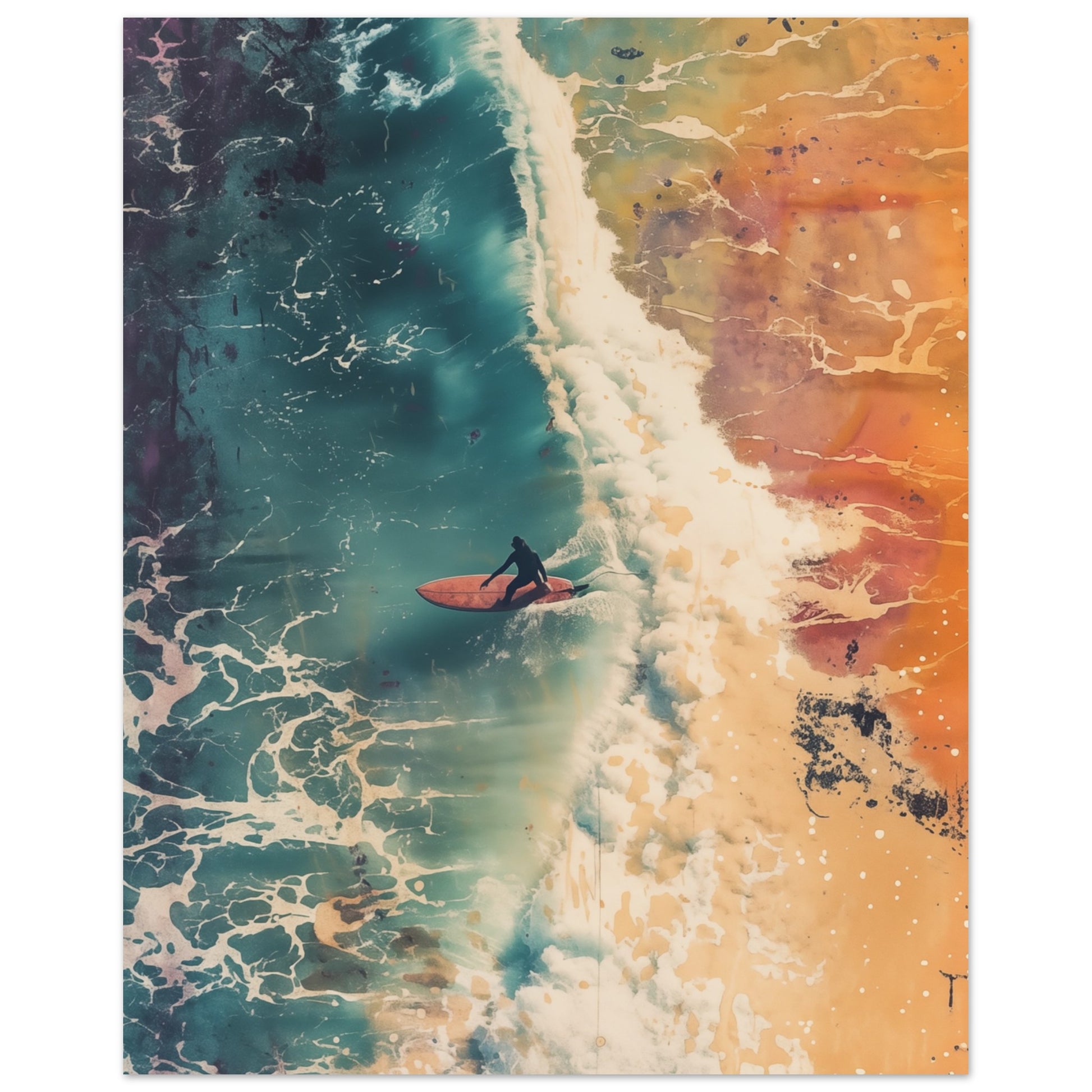 Surfer's Eclipse Poster 20x25 cm - Pixara