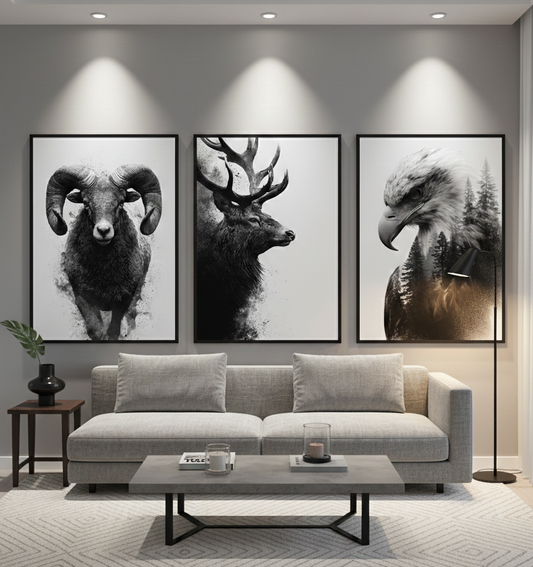 Adler & Wald – Schwarzweiß Doppelbelichtung - Pixara