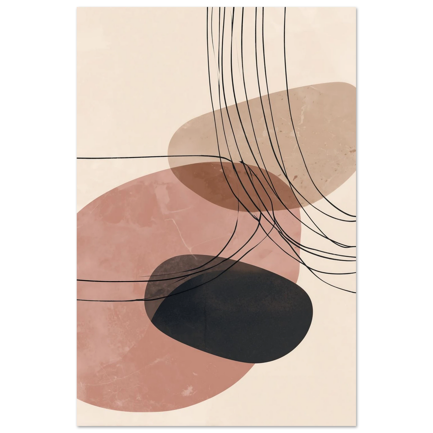 Abstrakte Formen – Balance in Rosé und Beige Poster 60x90 cm - Pixara