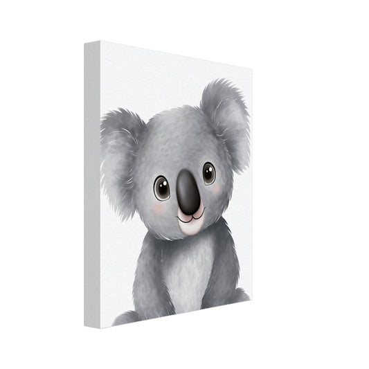 Leinwand „"Eucy", der Koala“ mit niedlicher grauer Koala mit großen runden Augen, 20x25 cm