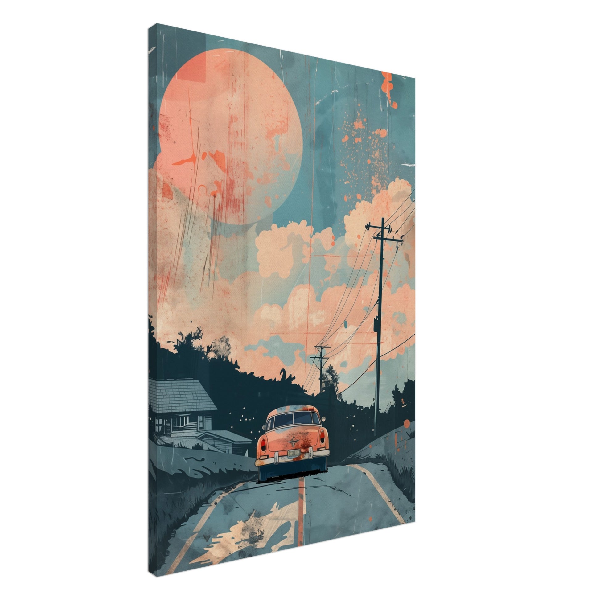 Retro Roadtrip Leinwand 60x90 cm - Pixara