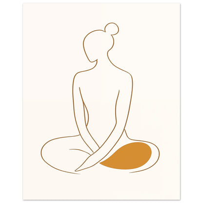 Goldene Stille - Minimalistische Silhouette in Meditation 40x50 cm - Pixara