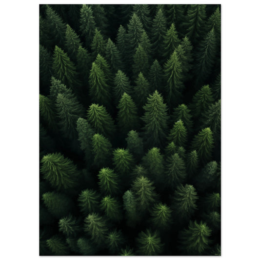 Poster „Wald von oben“ mit dichtem dunkelgrünem Nadelwald aus der Vogelperspektive, 13x18 cm