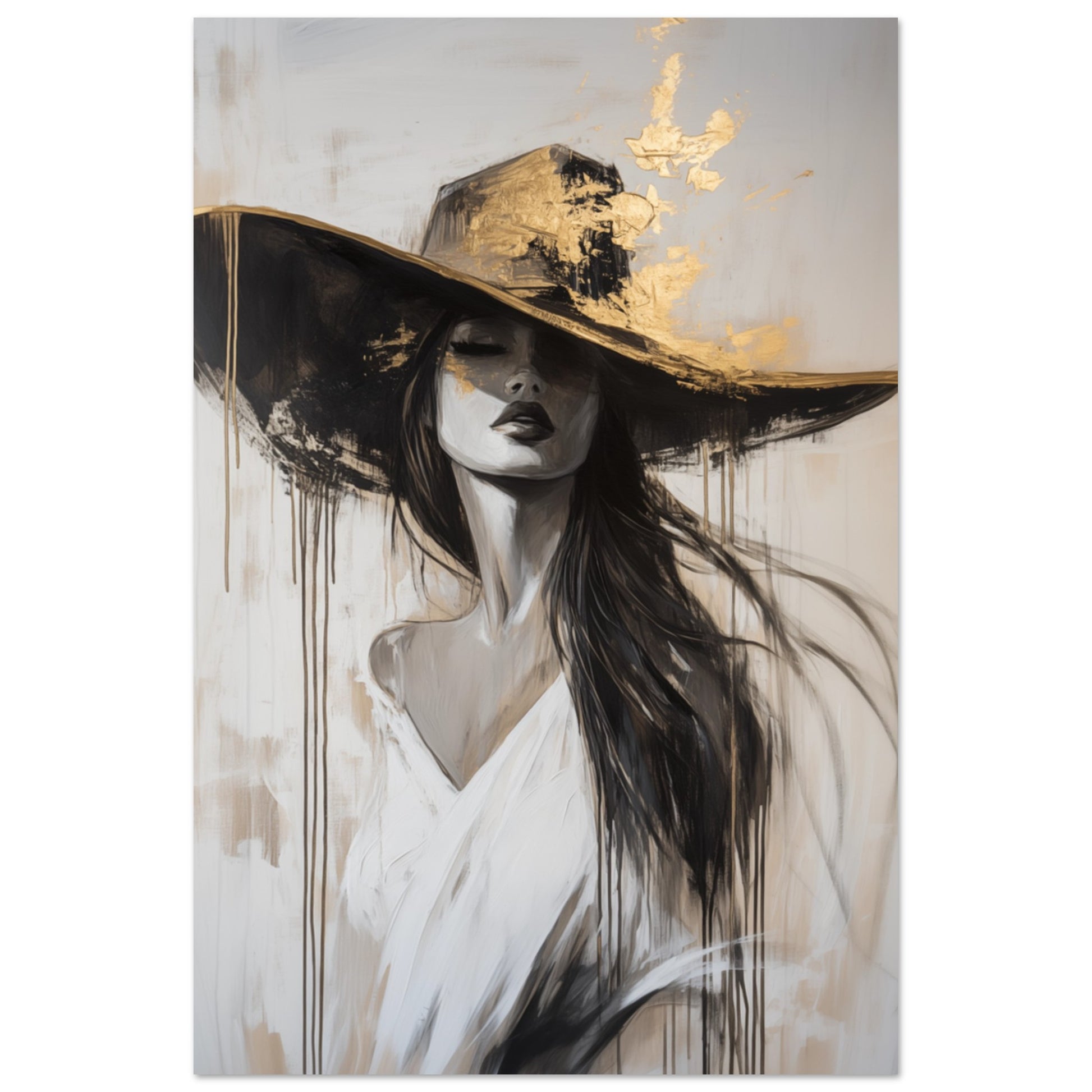 Elegante Frau mit Hut Poster 60x90 cm - Pixara