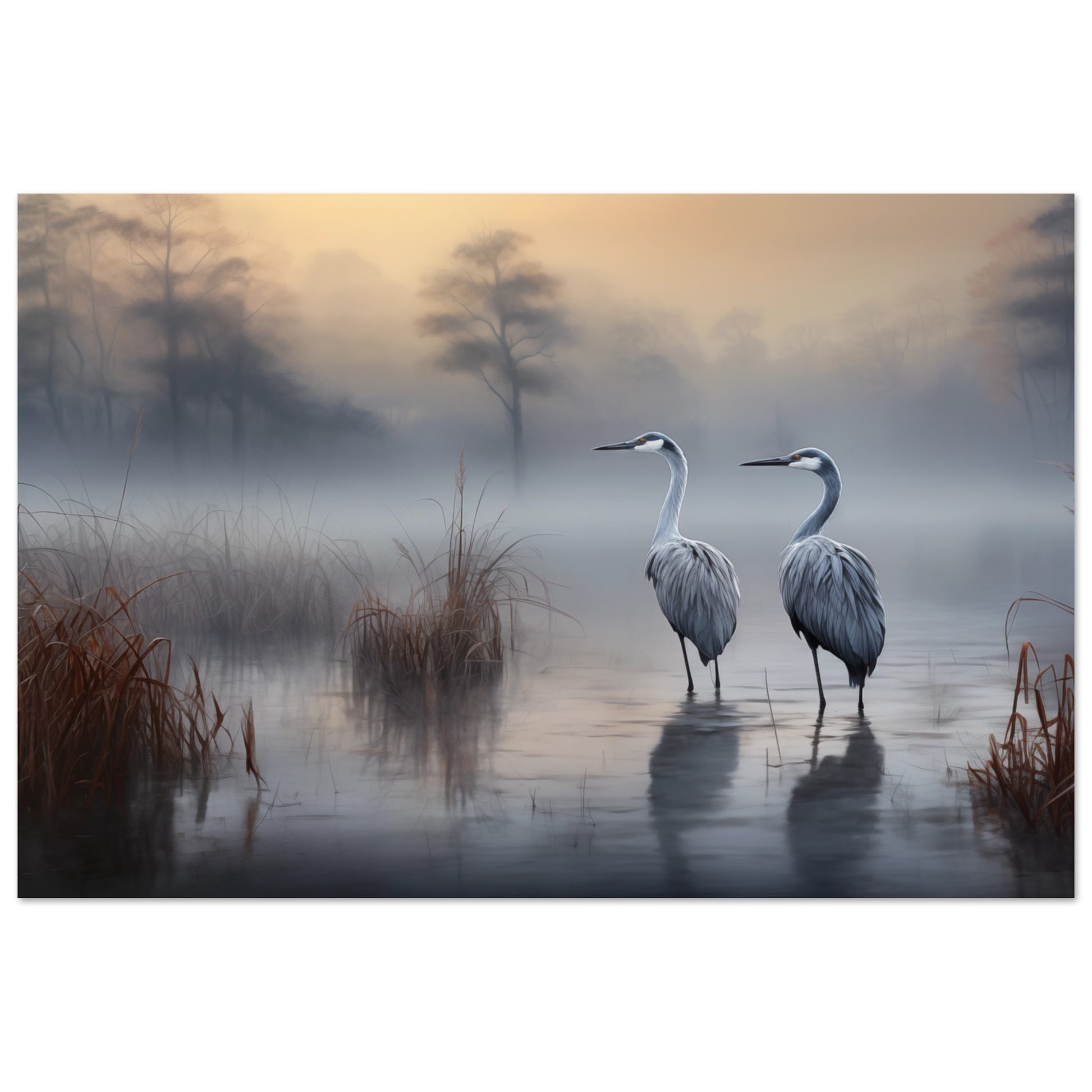 Morgendämmerung der Kraniche Poster 60x90 cm - Pixara