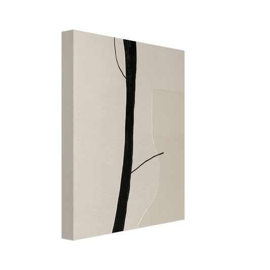 Leinwand „Zarte Linien der Natur“ mit minimalistische schwarze organische Linien auf warmem cremefarbenem Grund, 20x25 cm