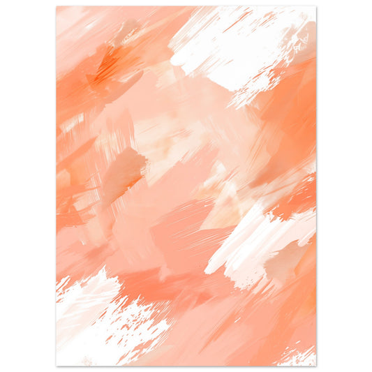 Poster „Peach Dreamscape“ mit abstrakte Pinselstruktur in Pfirsich, Apricot, Weiß und hellem Rosa, 13x18 cm