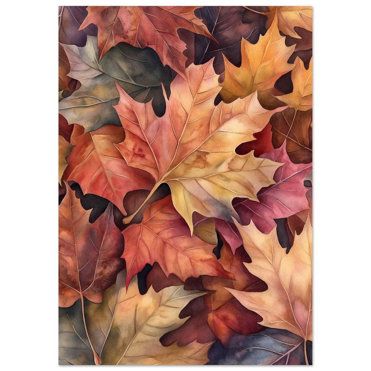 Herbstlaub in Aquarell Poster A4 21x29.7 cm - Pixara