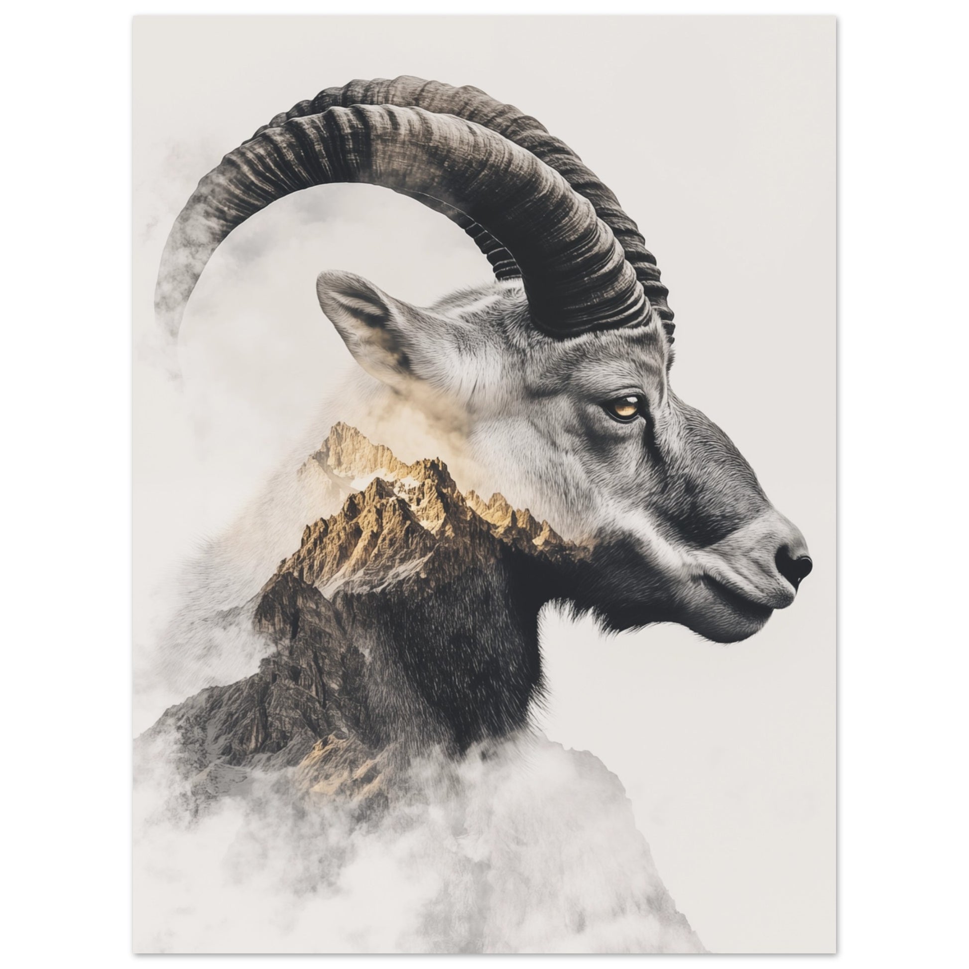 Eleganter Steinbock in Doppelbelichtung 30x40 cm - Pixara