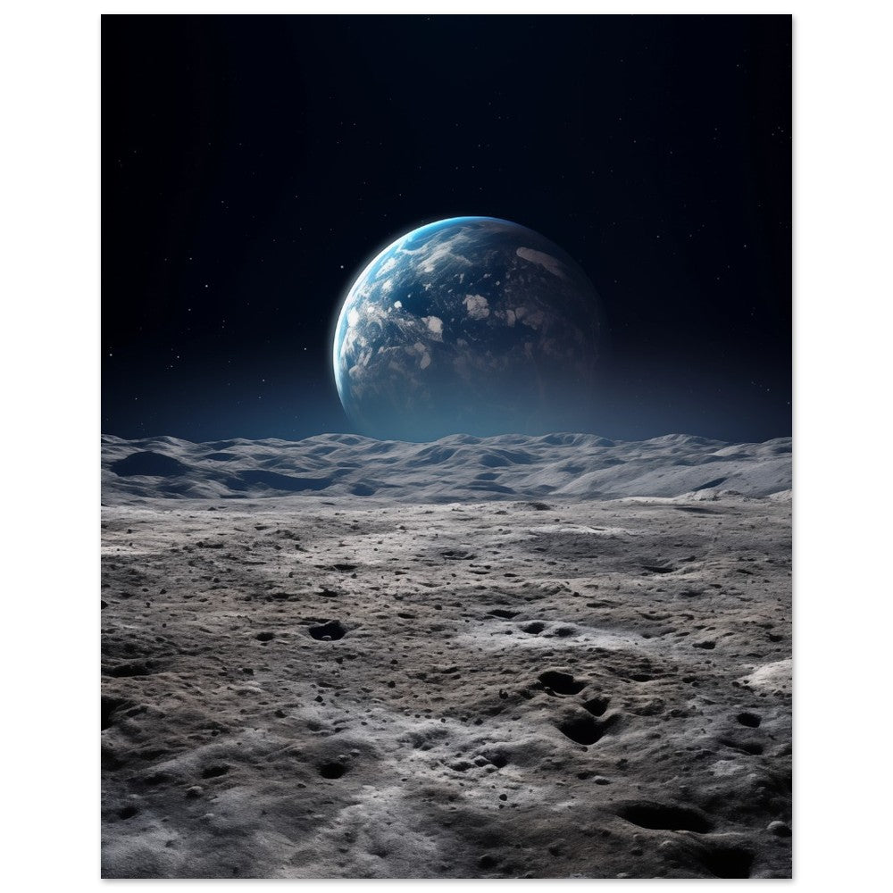 Mondlandschaft mit Erdsicht Poster 20x25 cm - Pixara