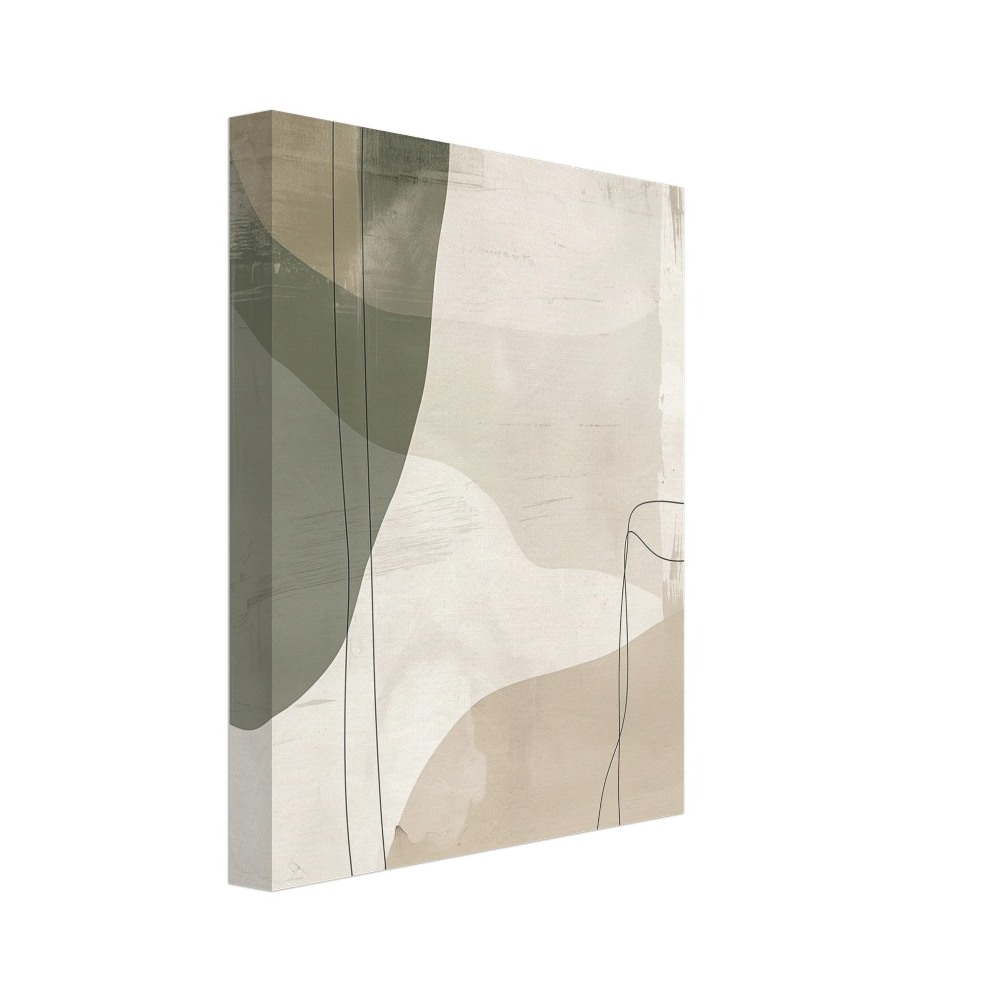 Leinwand „Boho Organik“ mit organische abstrakte Flächen in Salbeigrün, Creme und Rost, Format 20 × 25 cm