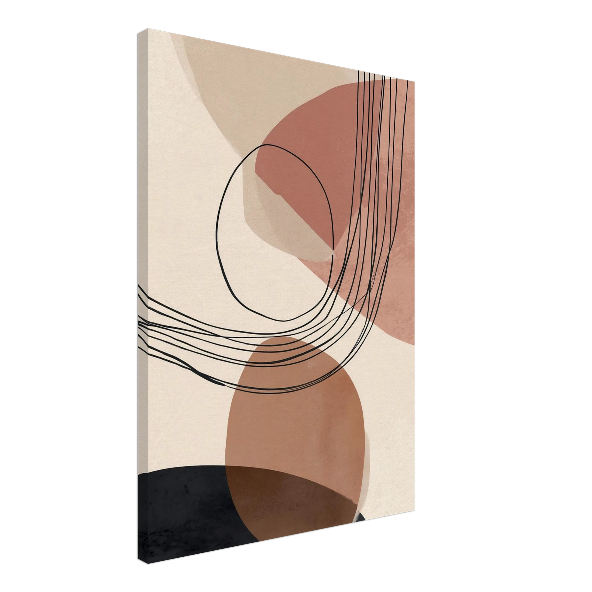 „Modern Shapes II , Abstrakte Balance in warmen Tönen“ als Leinwand mit abstrakte organische Linien und Kreise in Terrakotta, Ansicht 9