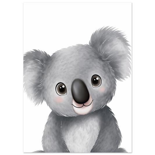 Poster „"Eucy", der Koala“ mit niedlicher grauer Koala mit großen runden Augen, 13x18 cm