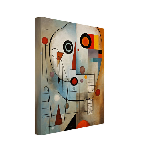 Leinwand „Abstrakte Reflexionen“ mit kubistischem Porträt in Petrol, Rost und Sand, 20 × 25 cm
