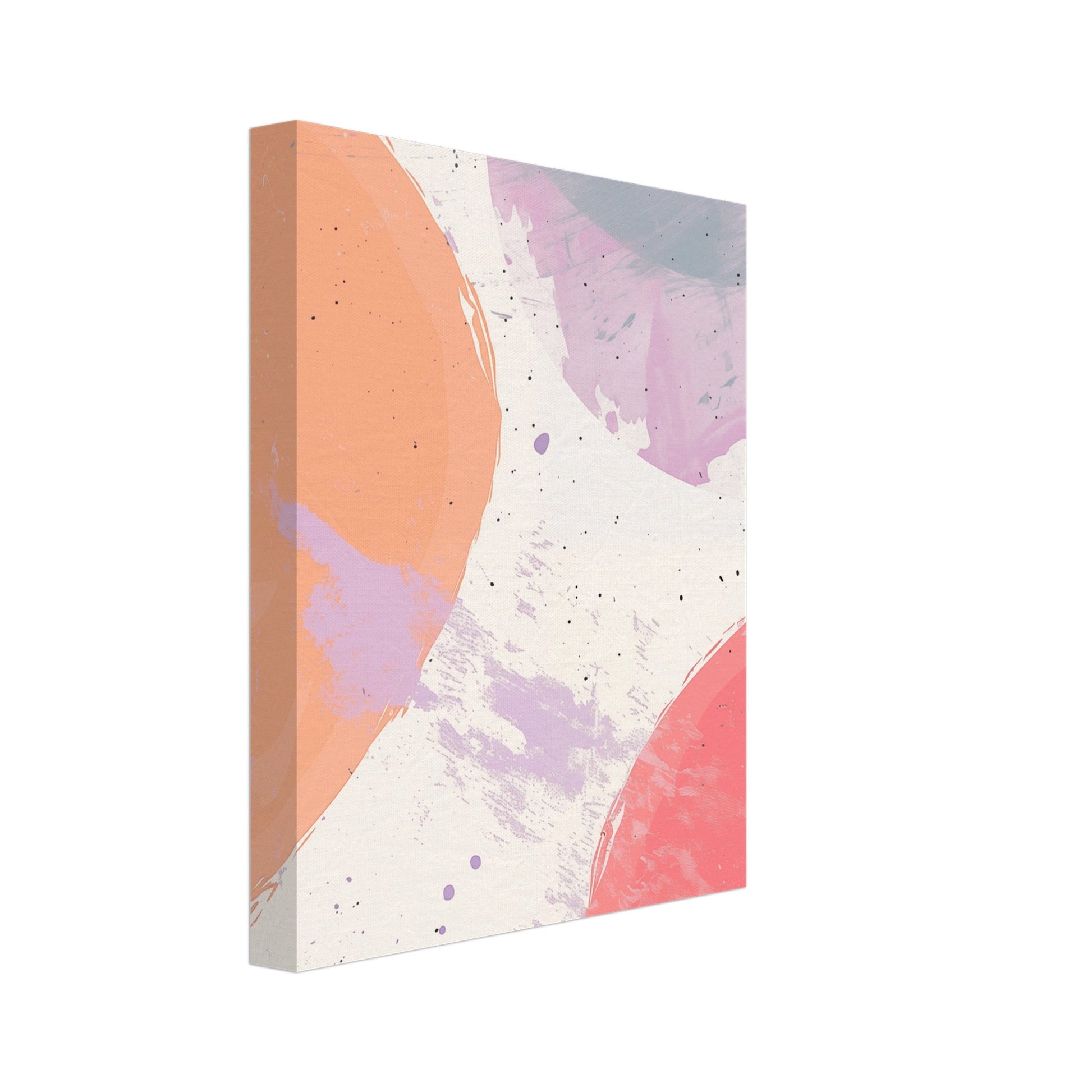 Leinwand „Pastell Traum“ mit abstrakte Pastellflächen in Rosa, Apricot, Flieder, Creme und Hellblau, 20x25 cm