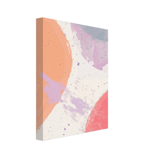 Leinwand „Pastell Traum“ mit abstrakte Pastellflächen in Rosa, Apricot, Flieder, Creme und Hellblau, 20x25 cm