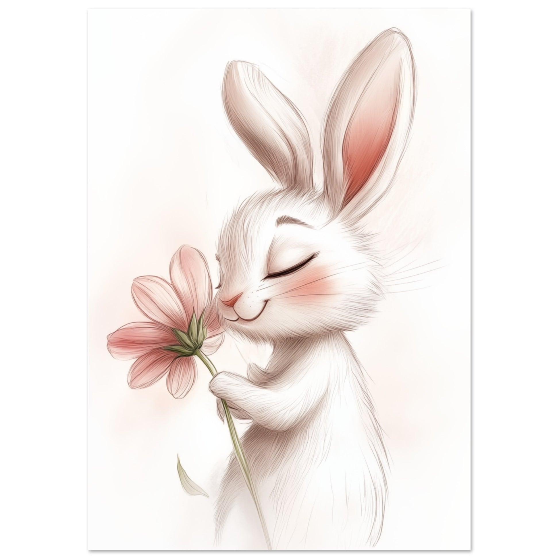 Niedliches Kaninchen mit Blume A4 21x29.7 cm - Pixara