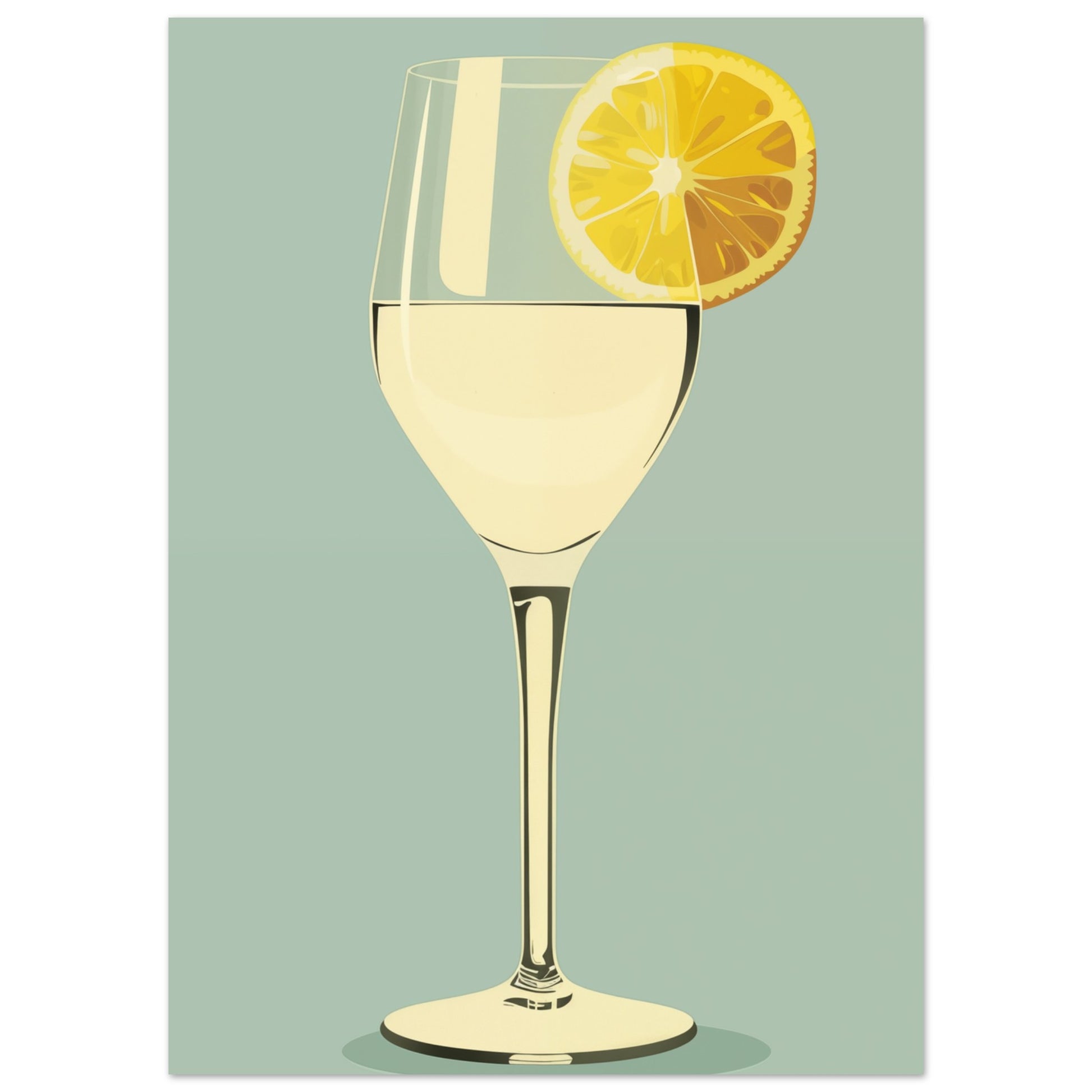 Weißweinglas mit Zitronenscheibe 50x70 cm - Pixara