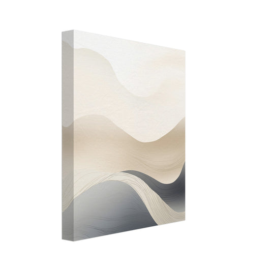 Leinwand „Harmony“ mit abstrakte, geschichtete Horizontformen in Creme, Sand, Taupe und Anthrazit, 20x25 cm