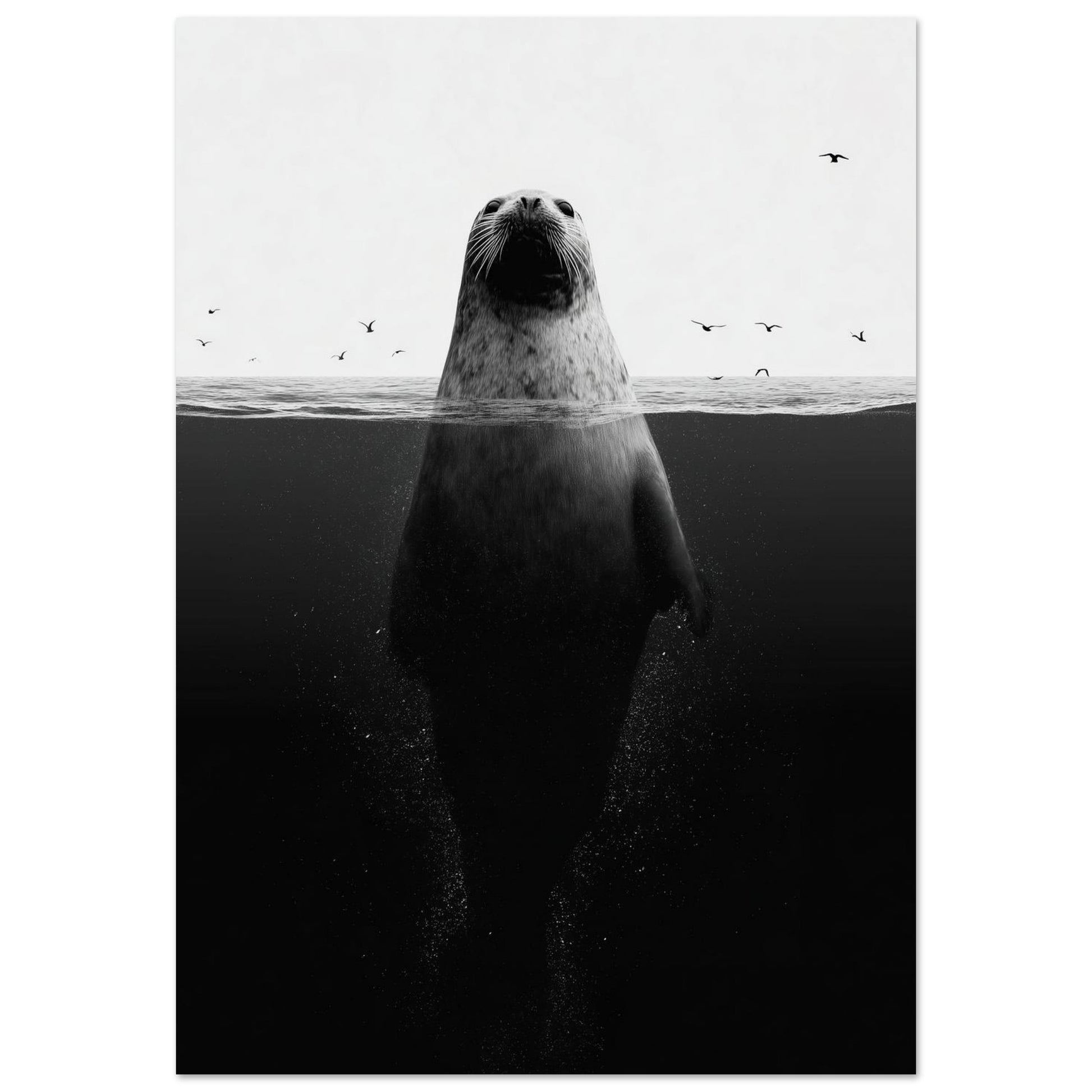 Robbe im Meer – Stille unter der Oberfläche 70x100 cm - Pixara