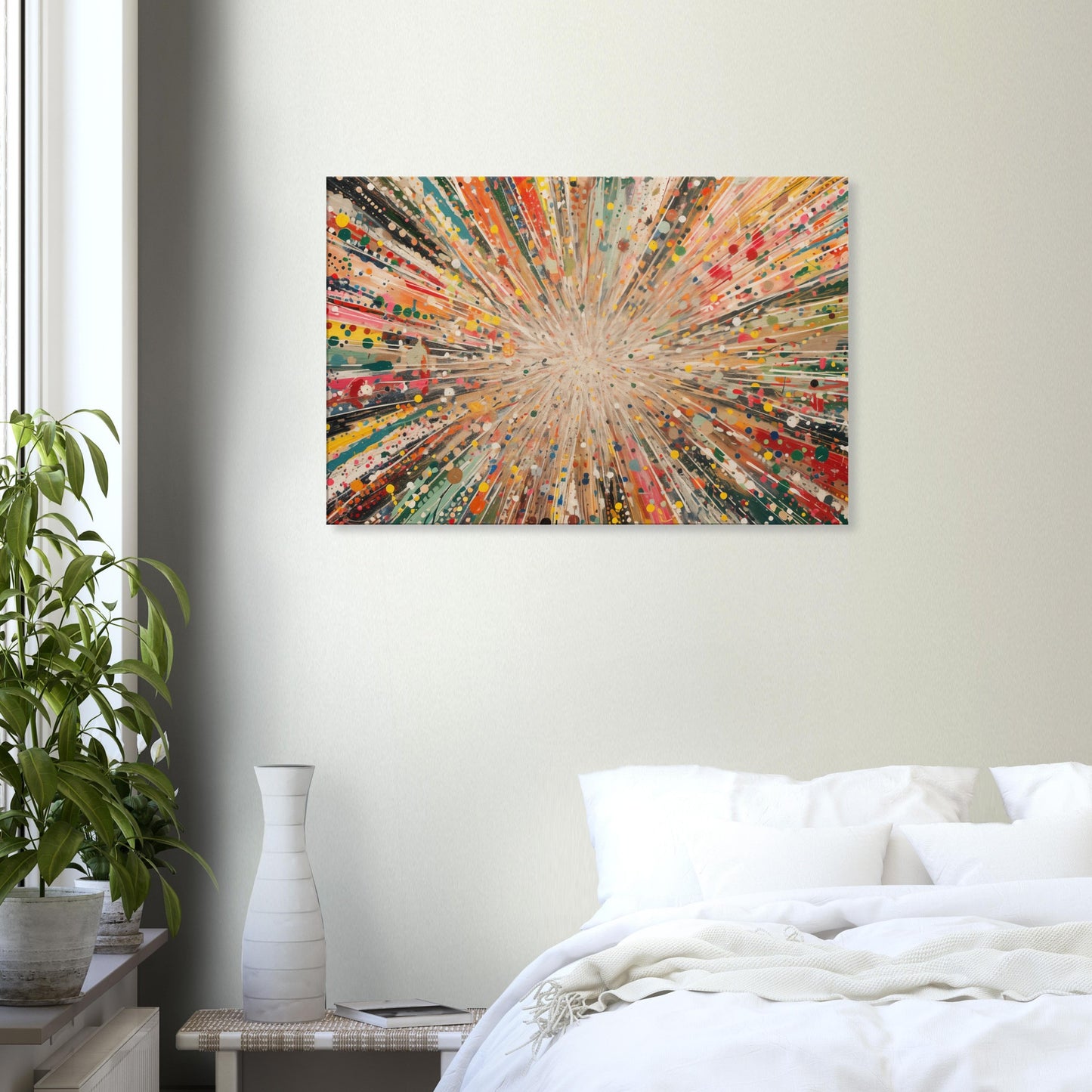 Farbenexplosion - Kunstwerk der Freude Leinwand 60x90 cm - Pixara