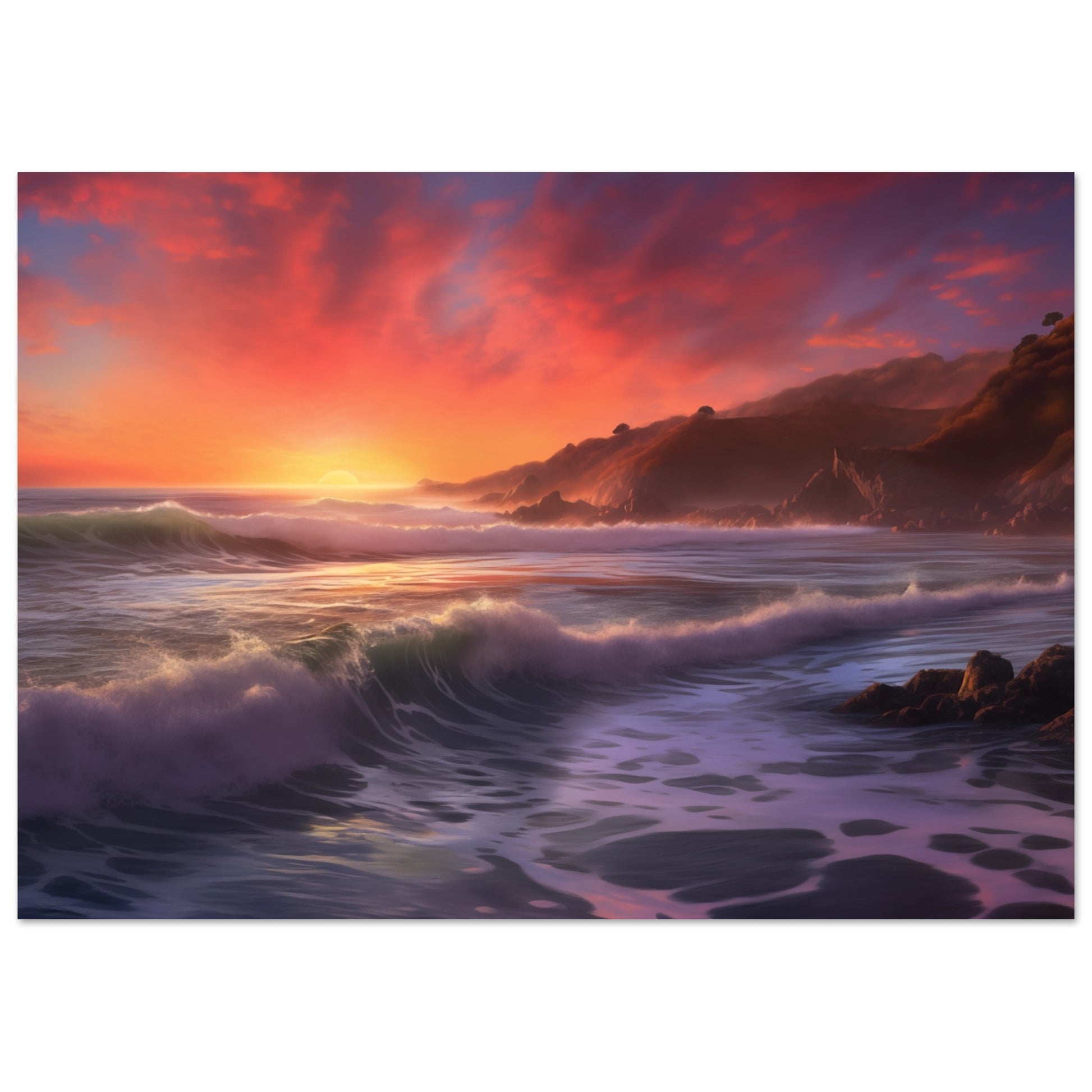 Sonnenuntergang am Küstenstrand Poster A4 21x29.7 cm - Pixara