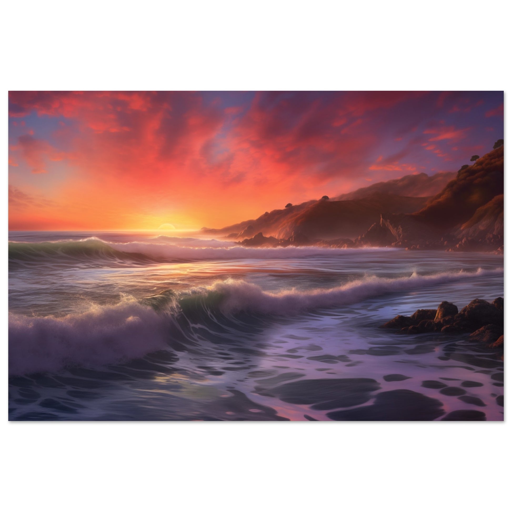 Sonnenuntergang am Küstenstrand Poster 60x90 cm - Pixara