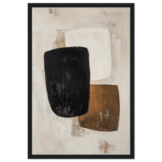 Minimalistische Eleganz – Abstrakte Formen | Gerahmte Leinwand Schwarzer Rahmen 60x90 cm - Pixara