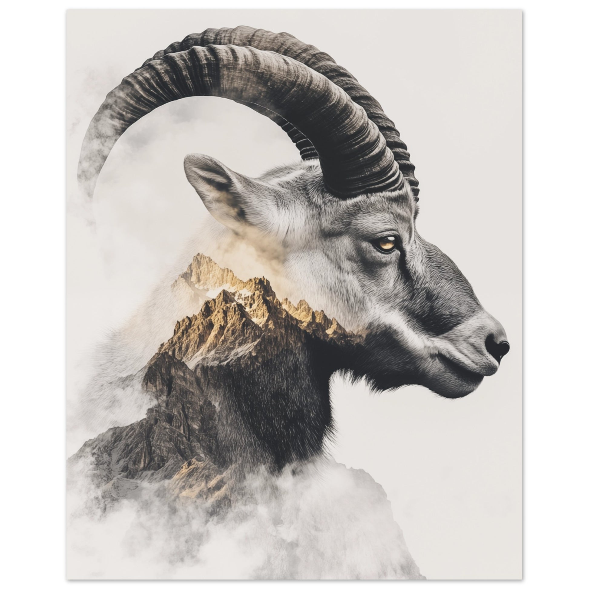 Eleganter Steinbock in Doppelbelichtung 20x25 cm - Pixara