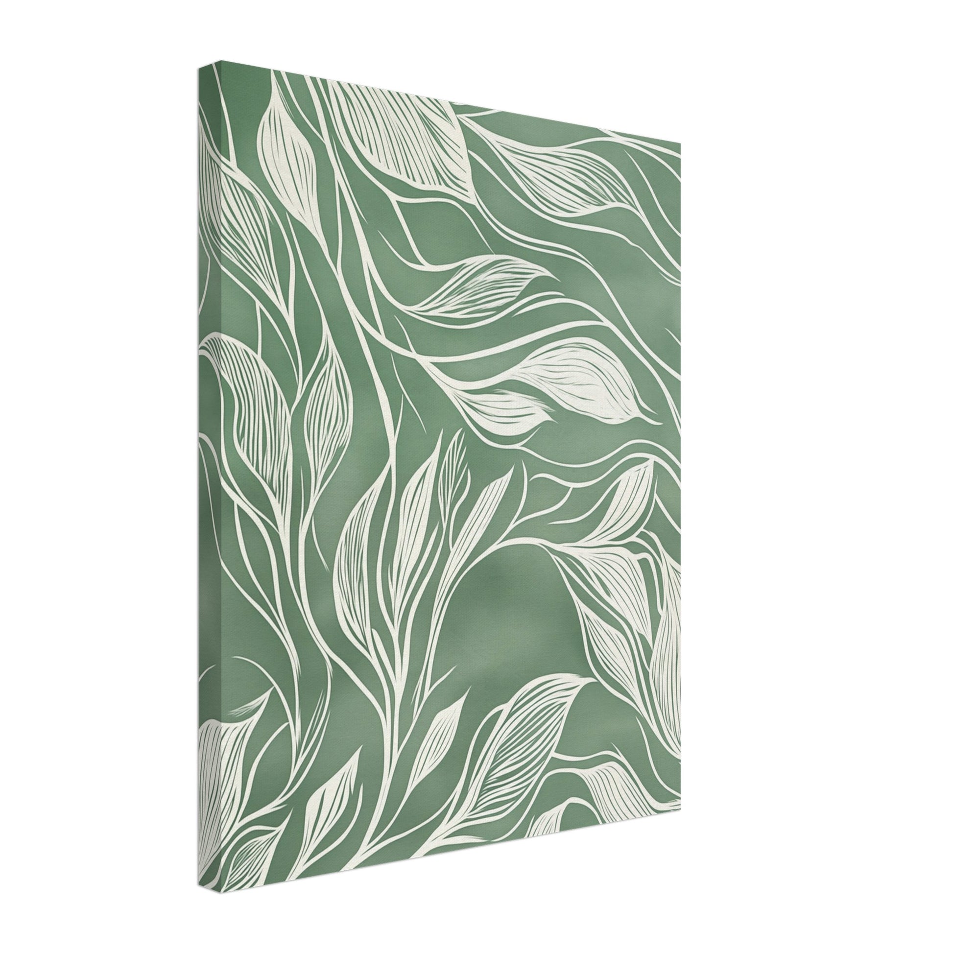 Fließende Eleganz – Abstrakte botanische Linienkunst Leinwand 40x50 cm - Pixara