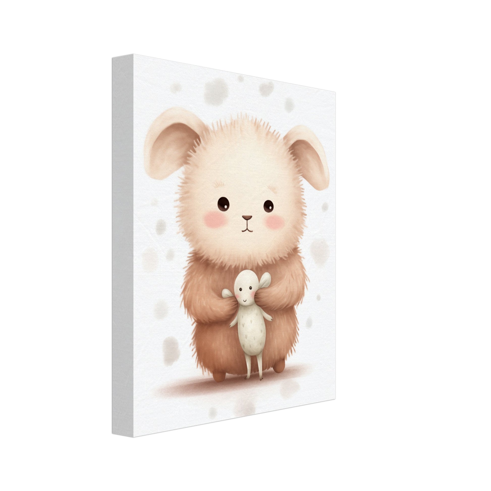 Leinwand „Emil und sein Sternenfreund“ mit niedliches cremefarbenes Häschen mit kleinem Sternenfreund, 20x25 cm