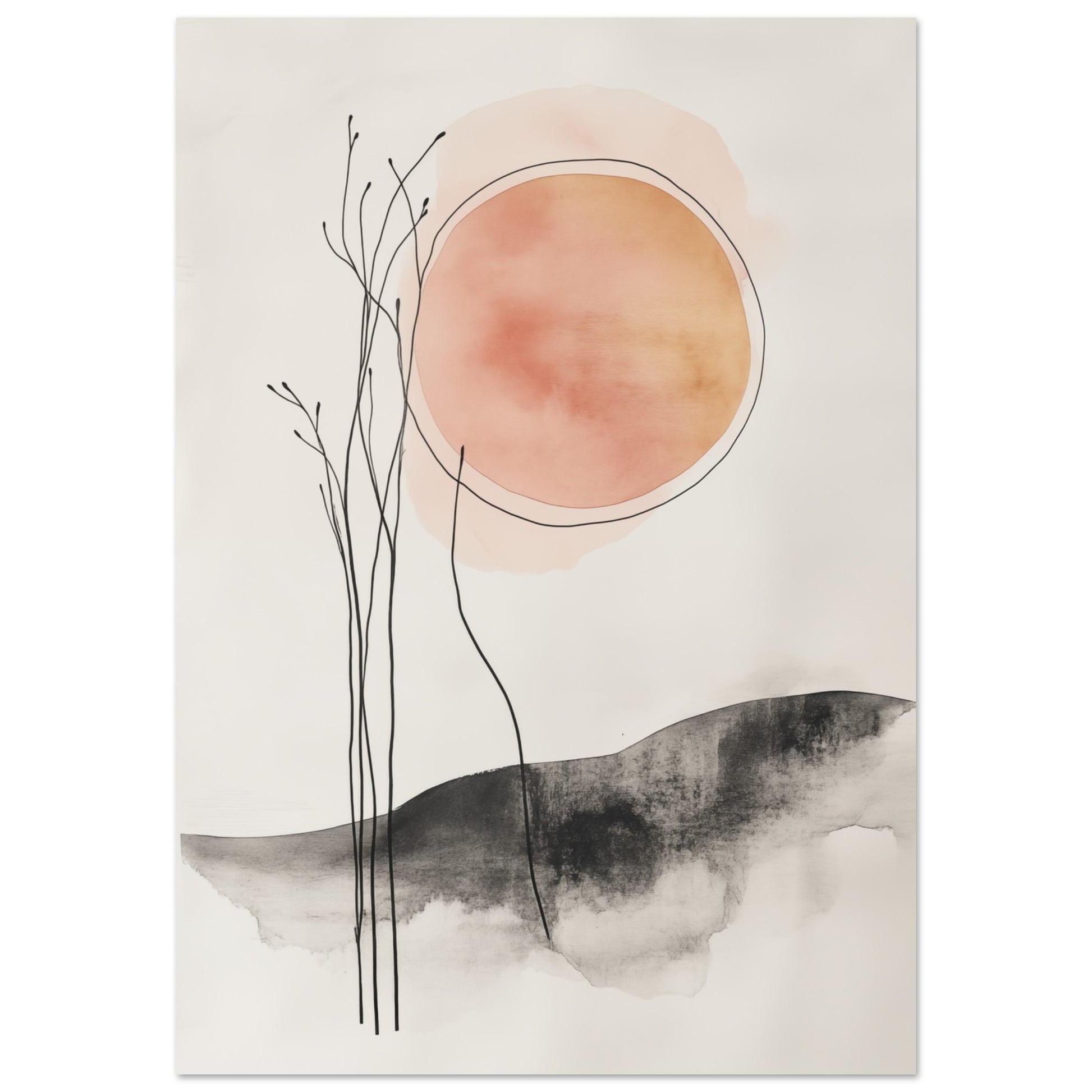 Sonnenaufgang in Stille – Japandi Minimalismus Poster 70x100 cm - Pixara