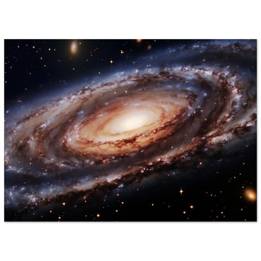 Poster „Andromeda in Detail“ mit leuchtender Andromedagalaxie vor schwarzem Sternenhimmel, 13 × 18 cm