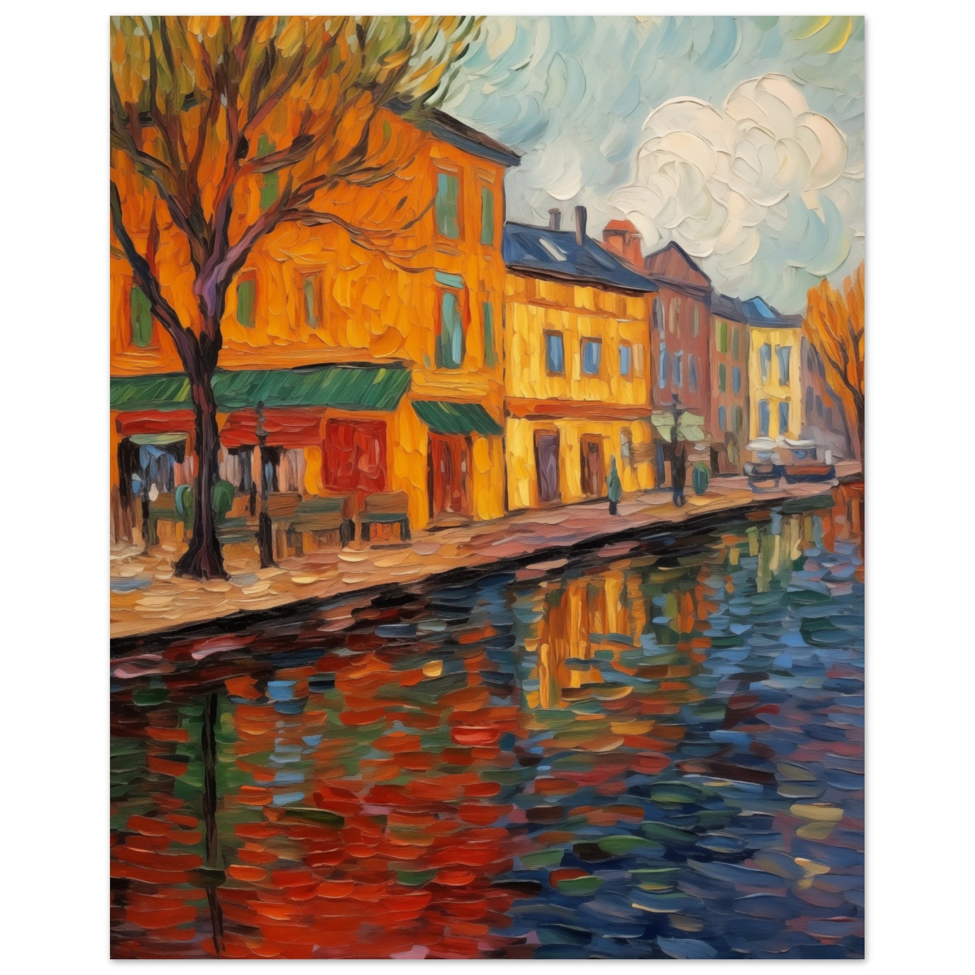 Impressionistische Stadtoase Poster 20x25 cm - Pixara