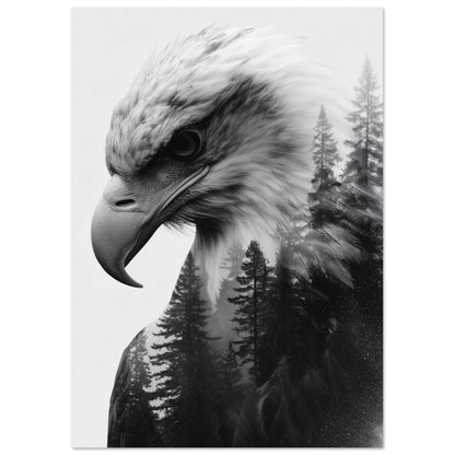 Adler & Wald – Schwarzweiß Doppelbelichtung 21x29.7 cm - Pixara