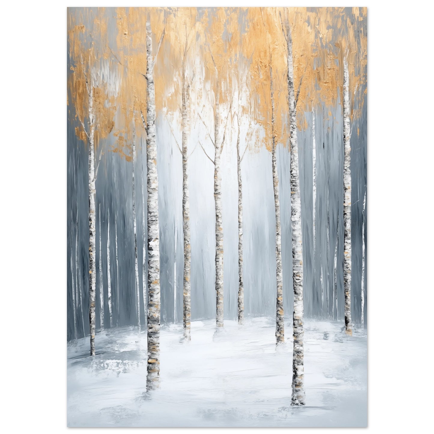 Goldene Birken im Nebel Poster 50x70 cm - Pixara