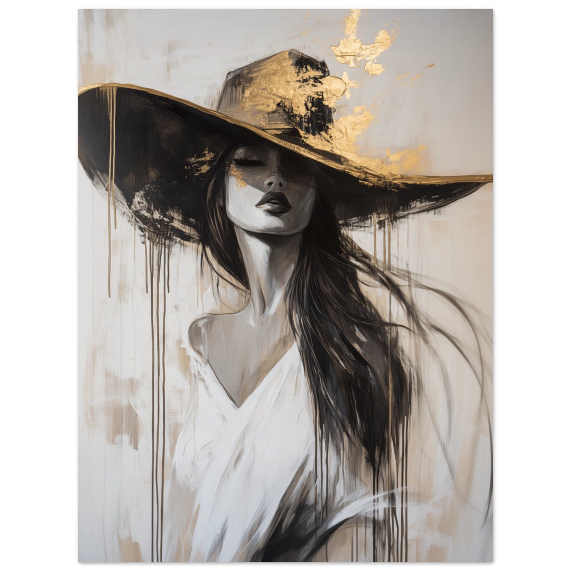 Elegante Frau mit Hut Poster 30x40 cm - Pixara