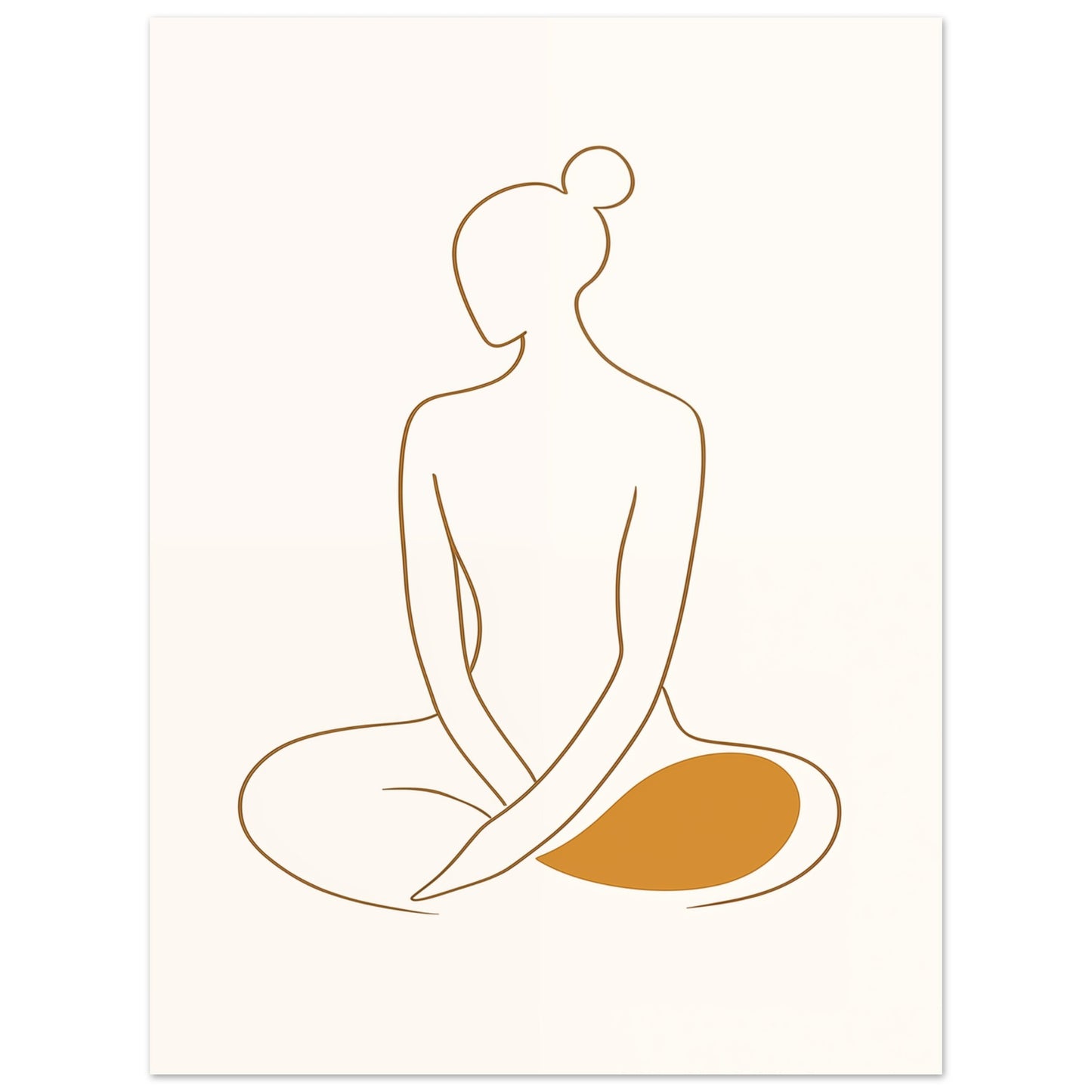 Goldene Stille - Minimalistische Silhouette in Meditation 30x40 cm - Pixara