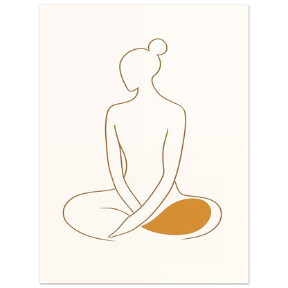 Goldene Stille - Minimalistische Silhouette in Meditation 30x40 cm - Pixara