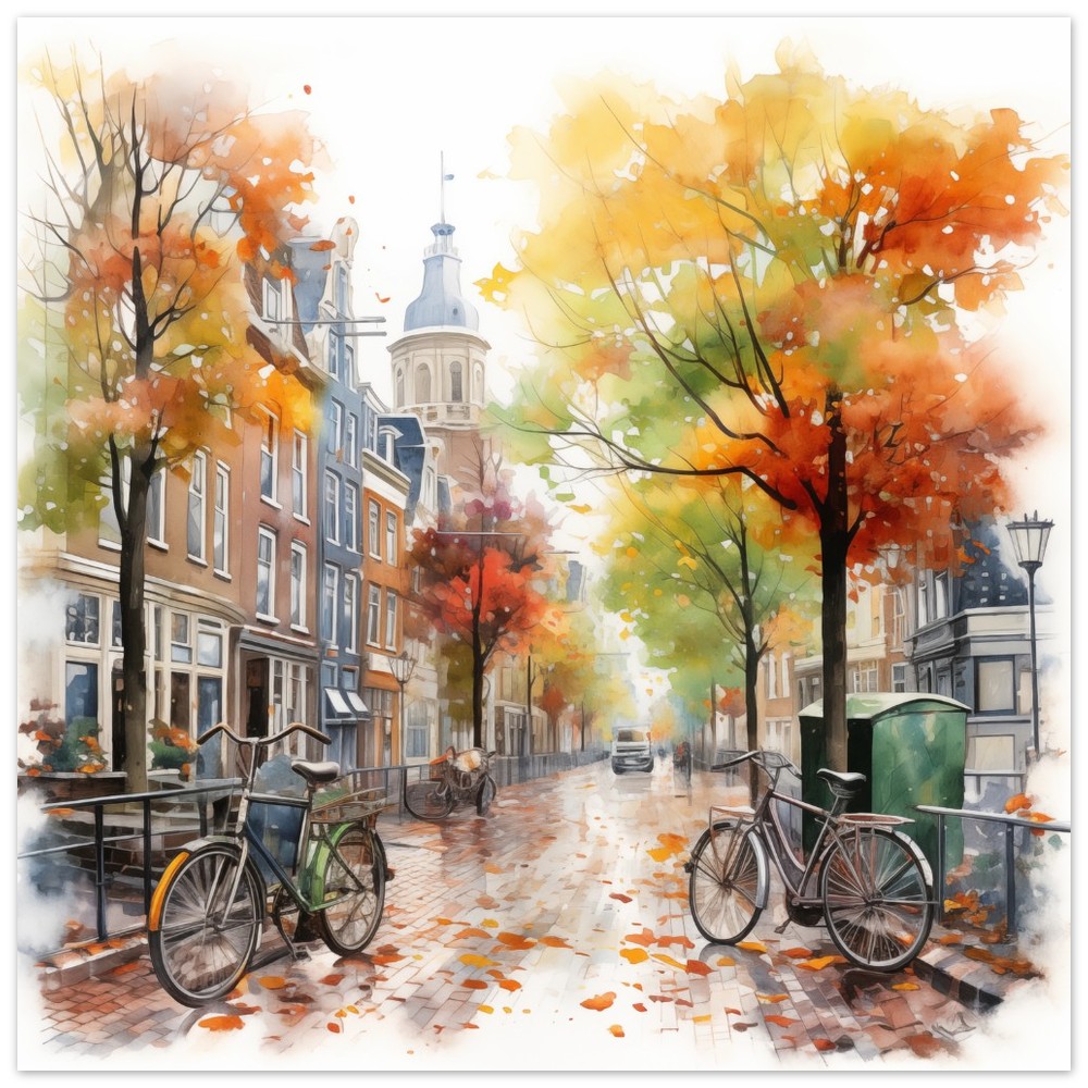 Herbstliche Fahrradallee Poster 50x50 cm - Pixara