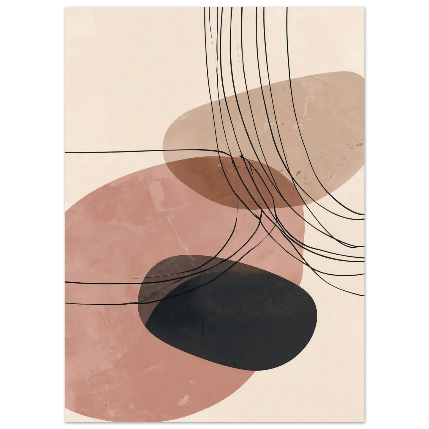 Abstrakte Formen – Balance in Rosé und Beige Poster 13x18 cm - Pixara