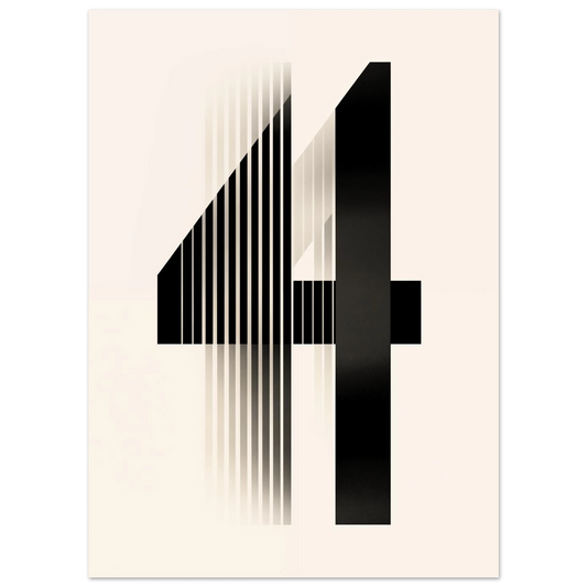 „Typografische Illusion , Moderne geometrische Komposition“ als Poster mit grafische schwarze Zahl Vier mit feinen vertikalen, Ansicht 8