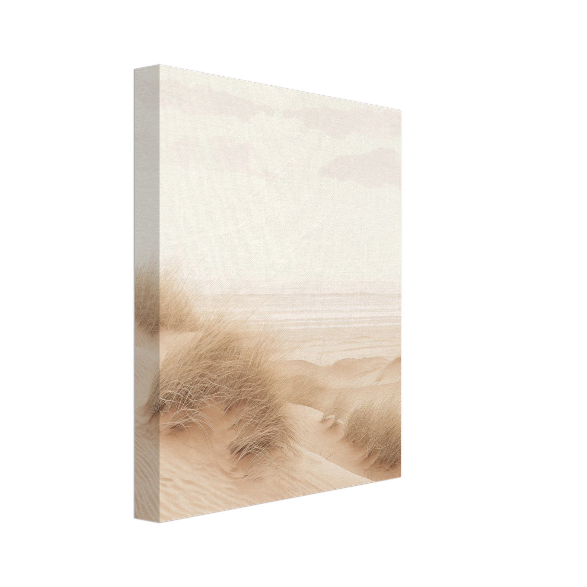 Leinwand „Sanfte Dünenlandschaft“ mit sanfte helle Dünen mit feinen Gräsern in Creme, Sand und Taupe, 20x25 cm