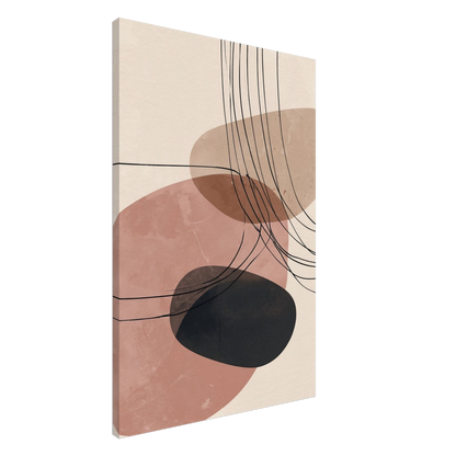 Abstrakte Formen – Balance in Rosé und Beige Leinwand 60x90 cm - Pixara