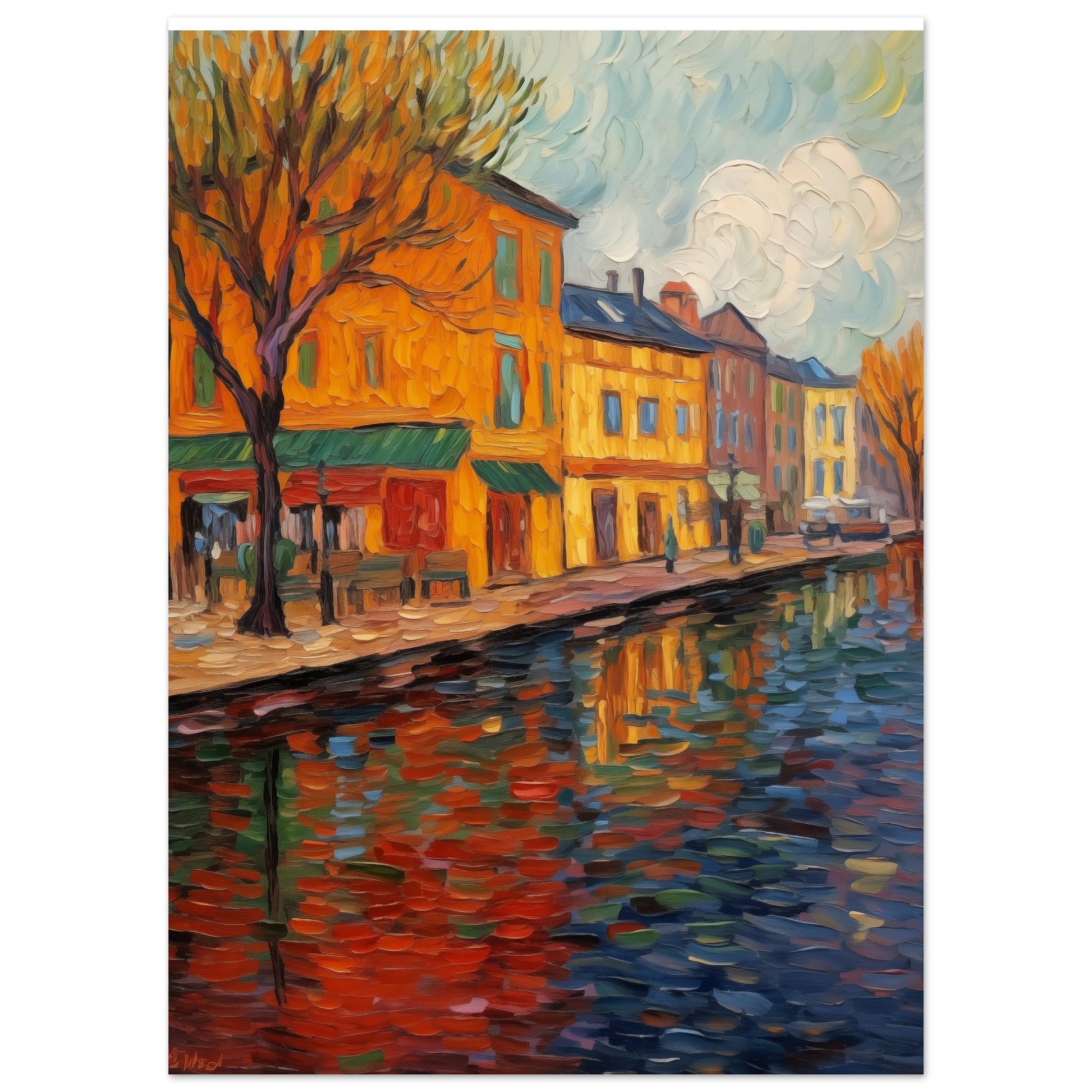 Impressionistische Stadtoase Poster 50x70 cm - Pixara
