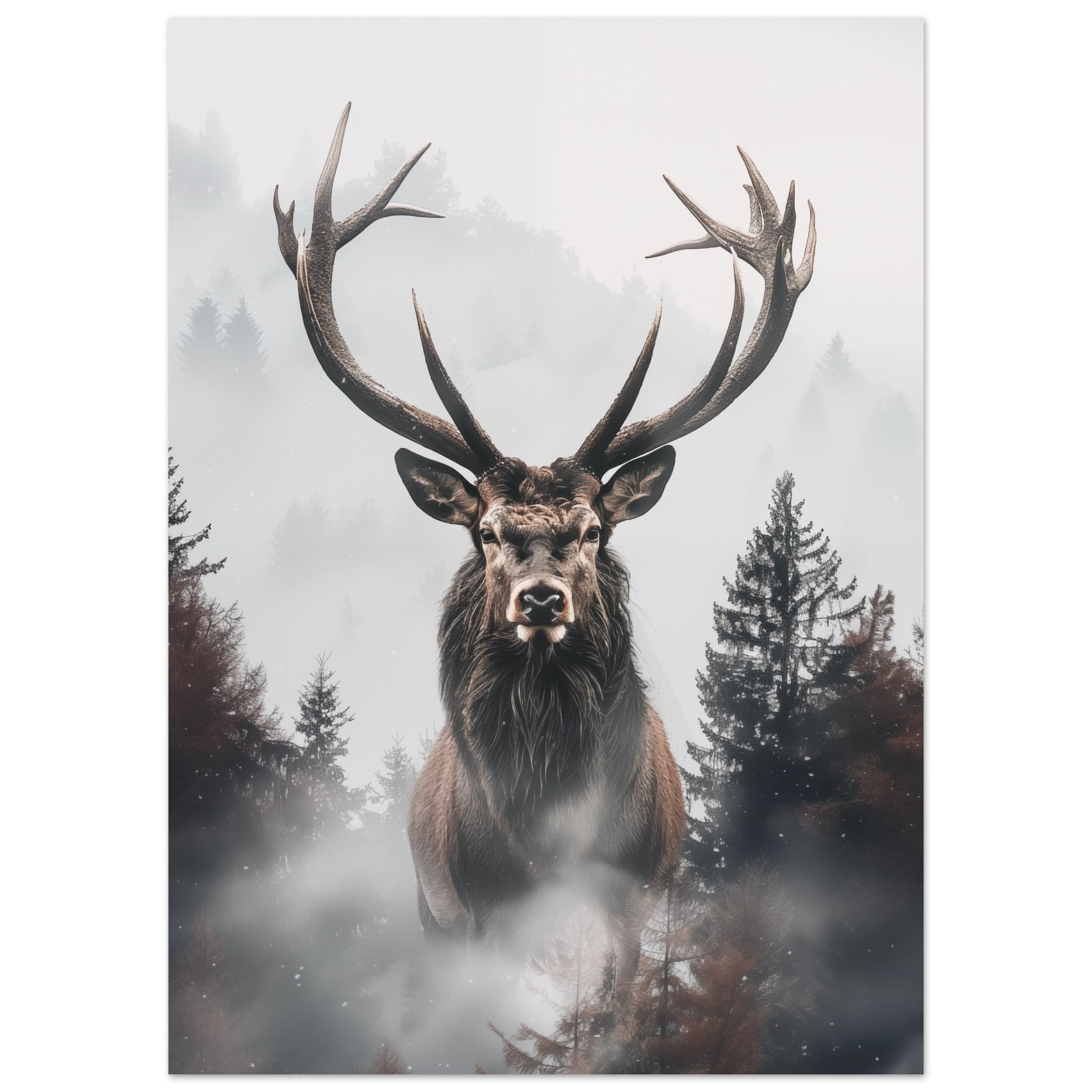 Hirsch im Nebelwald 50x70 cm - Pixara