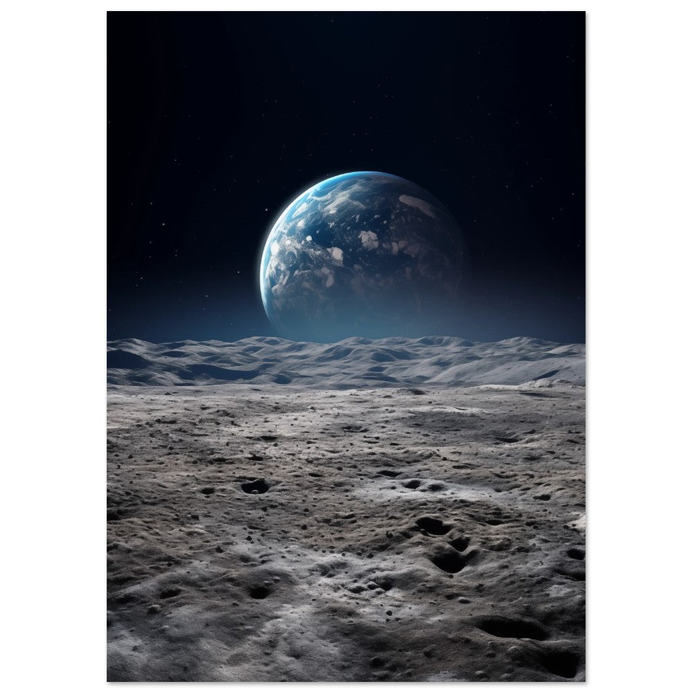 Mondlandschaft mit Erdsicht Poster 50x70 cm - Pixara